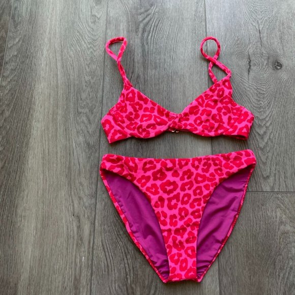 beach riot pink leopard swim